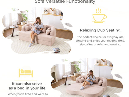 Foldable Sofa Bed, Boneless Couch Convertible Sleeper With 4 Pillows