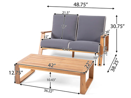 Paloma - Contemporary Loveseat And Coffee Table Set With Weather Resistant Cushions