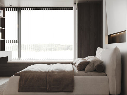 King Size Platform Bed With Special-Shaped Headboard - Cream