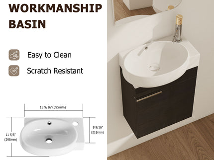 Wall Mounted Bathroom Vanity With Sink And Storage Rack, Soft Close Doors
