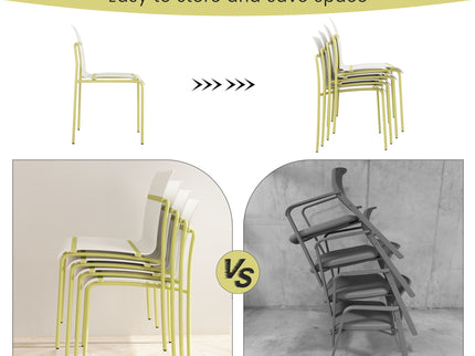 4 Piece Set Of Modern Color Block Designed Single Chairs With Long Table