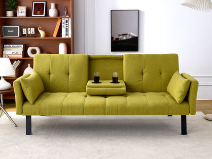 Sofa Bed With Foldable Design And Cup Holder - Green