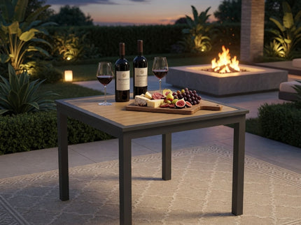 Outdoor Square Patio Slatted Dining Table - Gray