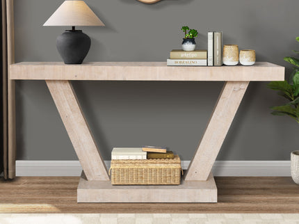 Vintage Distressed Wood Entryway Bench With 2 Tier Storage Cabinet