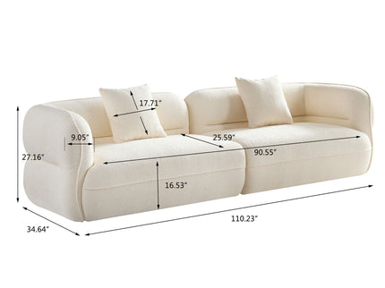 Sectional Sofa With Durable Fabric, Solid Wood Frame, And High Density Sponge Fill