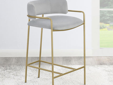 Low Back Upholstered Stool - Gray