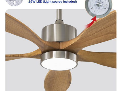 Ceiling Fan With Lights Quiet DC Motor Ceiling Fans 6 Speed Levels - Nickel