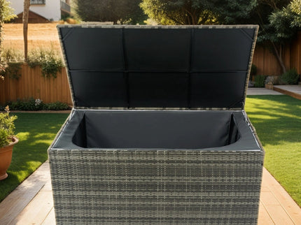 Outdoor Storage Box, Wicker Patio Deck Boxes With Lid, Outdoor Cushion Storage For Kids Toys, Pillows, Towel, Wicker