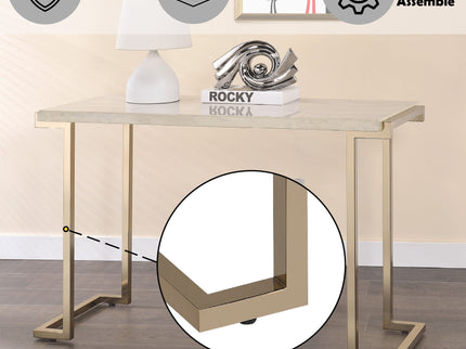 Boice II - Faux Marble Top Sofa Table - White / Champagne