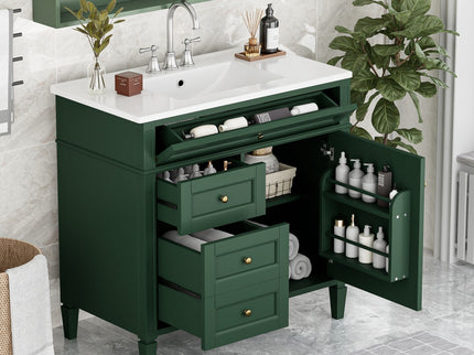 Bathroom Vanity With Top Sink, 2 Drawers And Tip Out Drawer