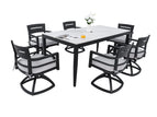 White / 7 Pc. Table, 6 Swivel Chairs