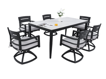 Modern Outdoor Patio Dining Set With Table And Chairs With Sunbrella Cushions
