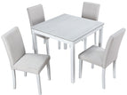 White / 5 Pc. Square Table, 4 Chairs