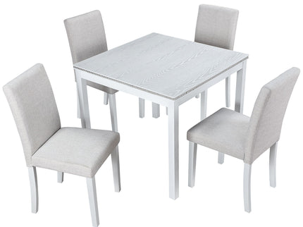 Dining Table Set With Crystal Decoration And Upholstered Chairs