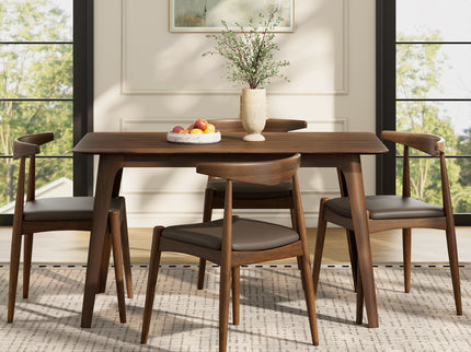 5 Piece Dining Set With 1 Table And 4 Upholstered Chairs - Brown / Walnut
