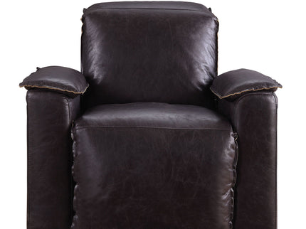 Misezon - Top Grain Leather Power Motion Recliner - Dark Brown