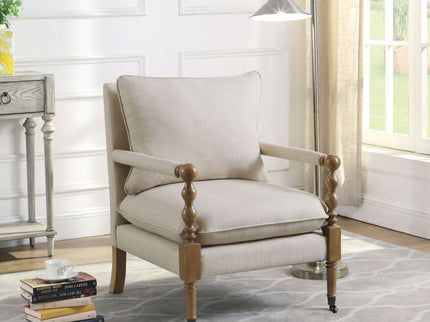 Accent Chair With Turned Legs - Beige