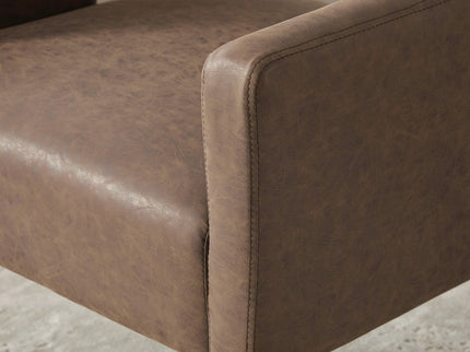 Upholstered Open Back Armchair With Weathered Rubberwood Legs