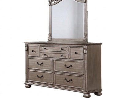 Dresser And Mirror - Antique Silver