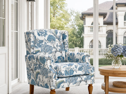 Accent Chair With Floral Upholstery And Nailhead Trim