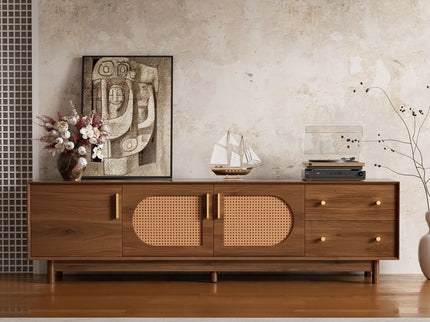 70" TV Stand With Beveled Edge Design - Brown