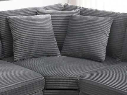 Convertible L Shaped Sectional Corner Couch With Armrest Storage Cup Holders USB Charger, Irregular Corner Oversized Comfy Modular Sofa