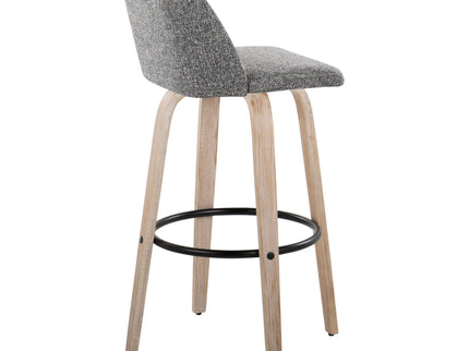 Toriano - Mid-Century Modern Fixed Height BarStool With Round Footrest (Set of 2)