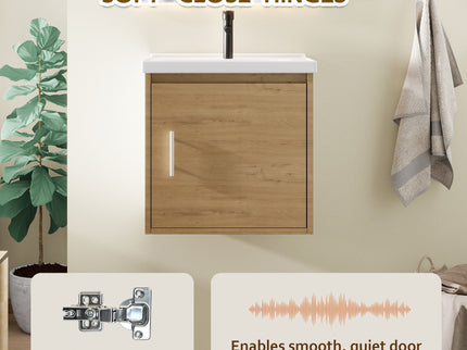 Floating Bathroom Vanity Combo, Wall Mounted Cabinet With Sink & Soft Close Doors For Small Bathrooms