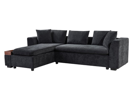 Modern L Shaped Sectional Sofa With Upholstery And Wooden Storage