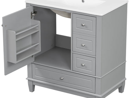 Freestanding Bathroom Vanity With Sink, Soft Close Door, 3 Drawers