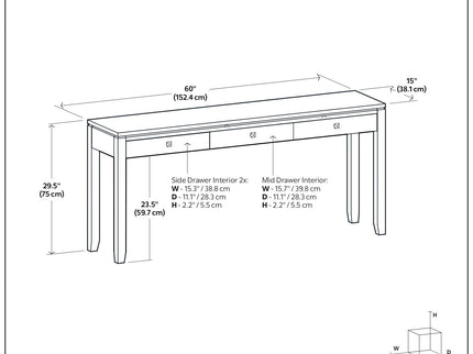 Cosmopolitan - Wide Console Sofa Table - Mahogany Brown