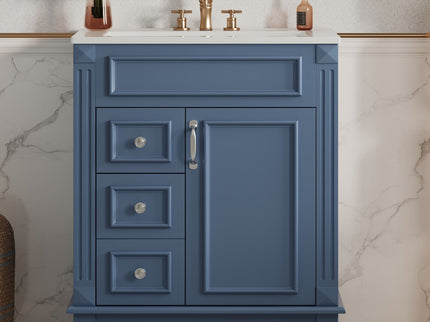 Bathroom Vanity With Sink, Compact Cabinet & 2 Drawers And Adjustable Shelf