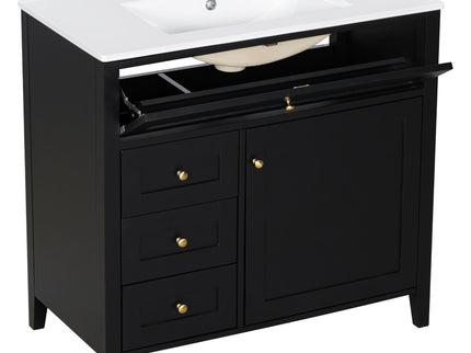 Bathroom Vanity With Sink, 3 Drawers & Cabinet With Adjustable Shelves