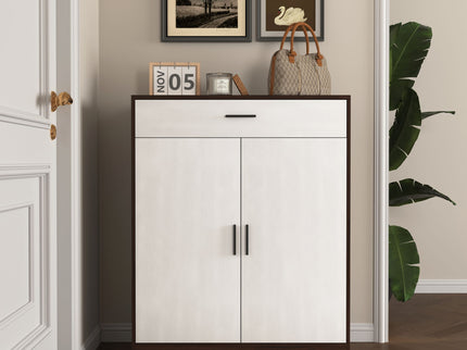 Freestanding Wooden Shoe Cabinet, 4 Tier Organizer With Drawer