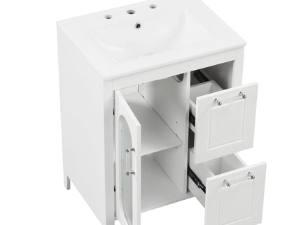 Modern Bathroom Vanity With Sink, Cabinet With 2 Drawers And Door, Adjustable Shelf