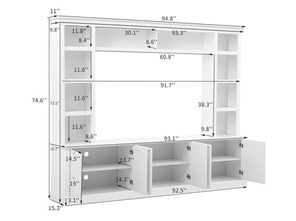 All-In-One TV Stand With Bookcase For TVs Up To 70"