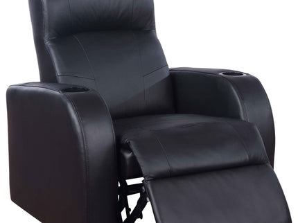 Greenfield - 4 Seater Home Theater With Wedge Console Recliners With Built In Storage And Cup Holders - Black