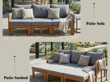 Outdoor 3 Seat Patio Sunbed