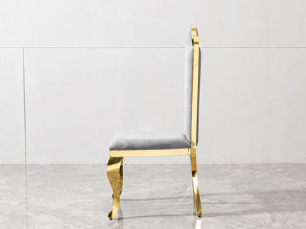 Gorgeous Streamlined High Back Fabric Stainless Steel Dining Chair (Set of 2) - Gold / Gray