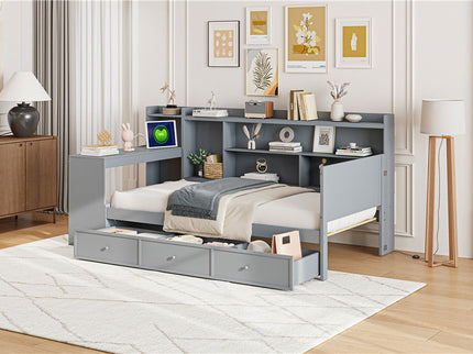 Daybed With 3 Drawers USB Ports And Desk