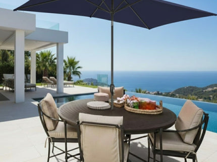 Rectangular Patio Umbrella With Crank Tilt, Polyester UV-Resistant Canopy