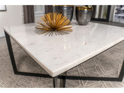 Volz - Square Coffee Table With Crisscross Base - White Marble