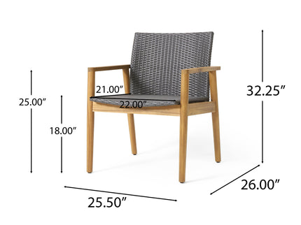 Tranquilize - Outdoor Wooden Club Chair With Woven Wicker Seat And Back (Set of 2) - Light Brown