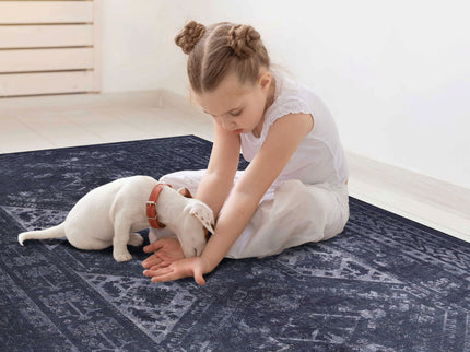 Maval - 2' X 3' Washable Area Rug - Black / Gray