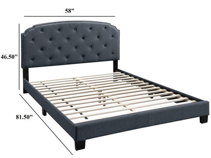 Button Tufted Bed With Nailhead Trim