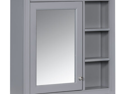 Bathroom Vanity With Top Sink, Freestanding Storage Cabinet With 2 Doors And 3 Drawers, Mirror Cabinet Included - Gray
