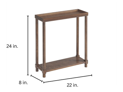 Narrow Side End Tables With Shelf (Set of 2) - Chestnut