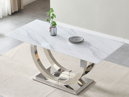 Rectangular Dining Table - Silver / White