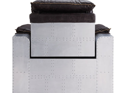 Misezon - Top Grain Leather Power Motion Recliner - Dark Brown