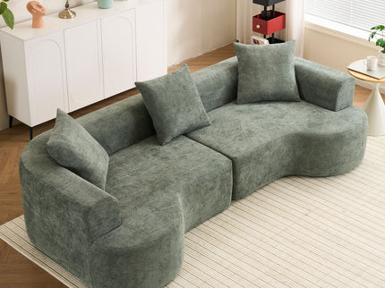 Modern Style Ultra Smooth Curved Sofa With 3 Pillows